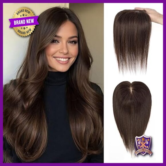 12 Inch Human Hair Topper, Realistic Scalp, Clip-In for Thinning Hair main image 5
